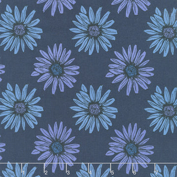 Mystic Meadow - Big Daisy Blue Yardage