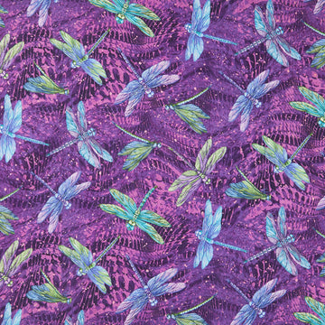 Dragonfly Wonder - Large Dragonfly Purple Digitally Printed Yardage