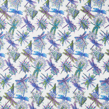 Dragonfly Wonder - Small Dragonfly White Digitally Printed Yardage