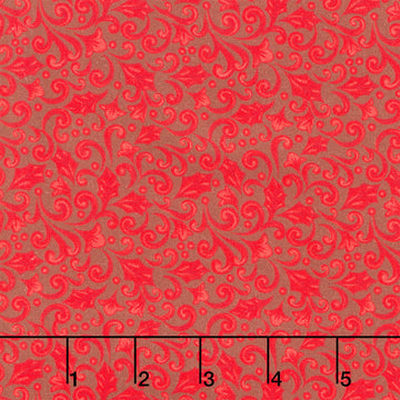 Highland Glen - Winter Scroll Red Yardage