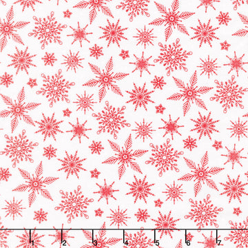 Tailgate Traditions - Red Snowflakes on White Yardage