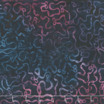 Missing You Batiks - Ribbon Meander with Bows Blue Storm Yardage