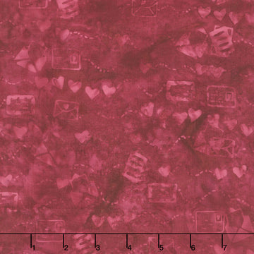 Missing You Batiks - Air Mail Love Red Burgundy Yardage