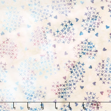 Missing You Batiks - Cross Stitch Hearts Neutral Snow Yardage