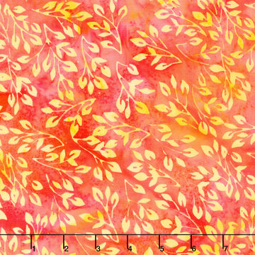 Autumn's Embrace Batiks - Leafy Branch Orange Copper Yardage