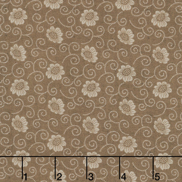 Oak Alley - Scroll Flower Brown Yardage