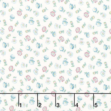Terrace Blooms - Tossed Flowers White Yardage
