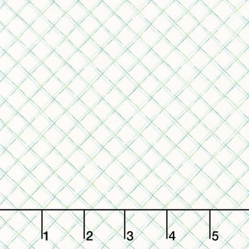 Terrace Blooms - Plaid Blue/ Off White Yardage