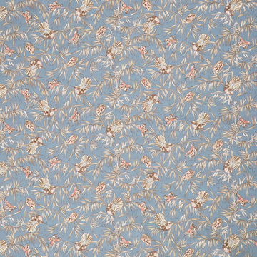 Meadow Blush - Birds and Butterflies Blue Yardage