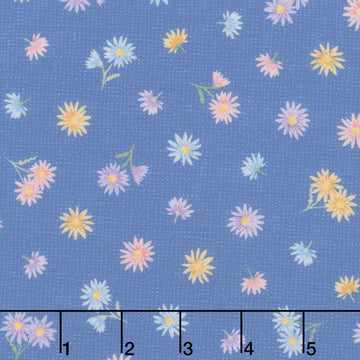 Gathering Sun - Tossed Floral Blue Yardage