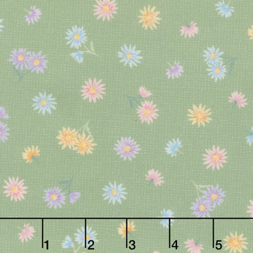 Gathering Sun - Tossed Floral Green Yardage