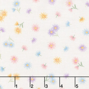 Gathering Sun - Tossed Floral White Yardage