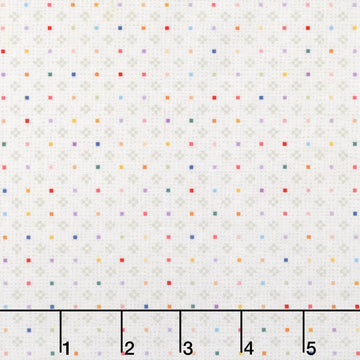 Gathering Sun - Geo Dot White Multi Yardage