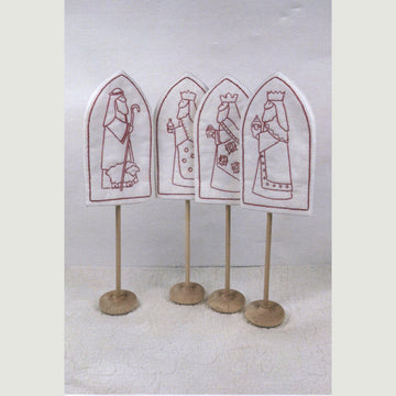 Nativity Three Kings & Shepherd Redwork Embroidery Kit