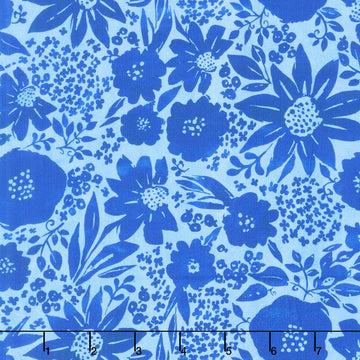 Indigo Lane - Large Floral Blue Yardage