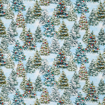 Winter Wonder - Christmas Tree Farm Icy Blue Puff Yardage