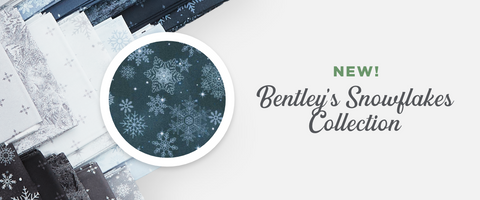 Shop precuts and yardage from the Bentley's Snowflakes fabric collection while supplies last. Check out our free quilt pattern downloads with this gorgeous collection!