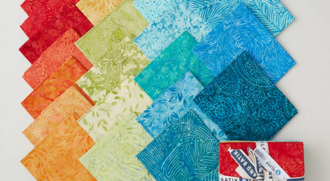 A selection of fat quarter prints from the Fiesta Batiks Fabric Collection.