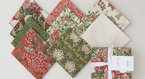 A fat quarter bundle of florals in a vintage style from the Suffolk Holiday fabric collection.