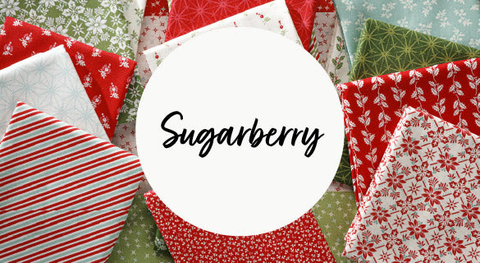 a selection of festive Christmas fabric prints from the Sugarberry fabric collection.