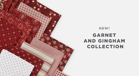 shop precuts & yardage from the garnets and gingham fabric collection while supplies last.