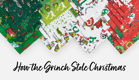 Shop grinch fabric by the yard, quilt panels and precuts here.