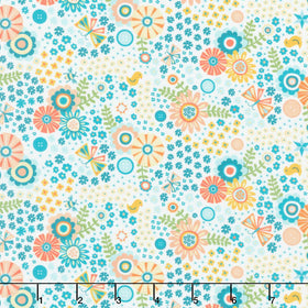 Welcome To Quilt Town - Packed Floral White Yardage