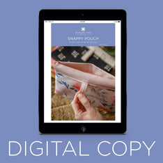 Snappy Pouch pattern digital download shown on a tablet screen