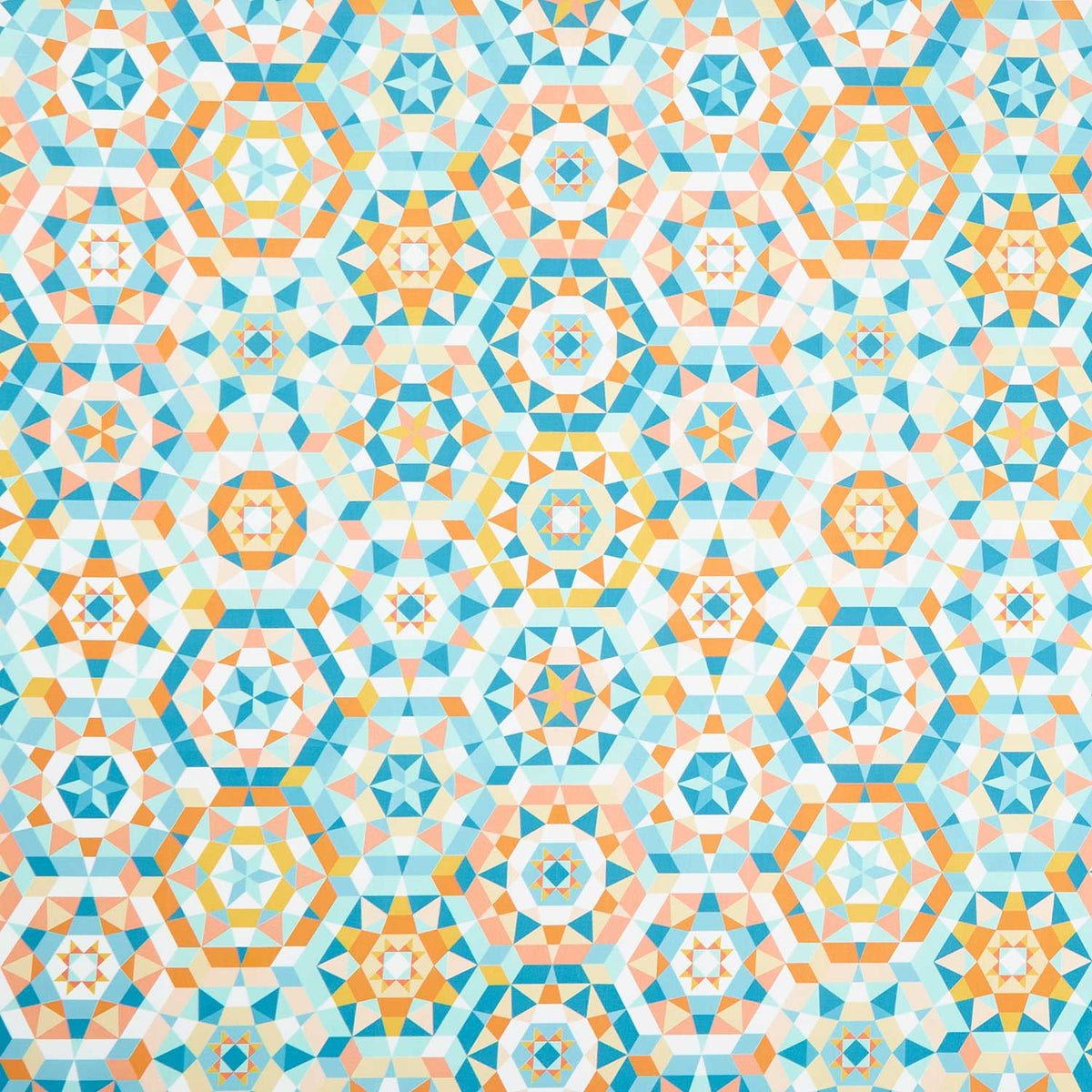 Welcome To Quilt Town - Kaleidoscope White Yardage