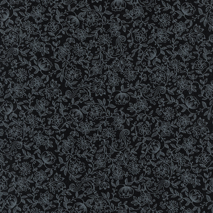 Blackout (Robert Kaufman) - Vines Black Yardage Primary Image
