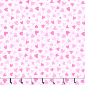 Playtime Flannel - Hearts Pink Yardage Primary Image