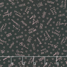 I Heart You - Love Phrases Black Yardage