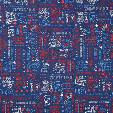 Oh Say Can You Sew - Land That I Love Navy Yardage
