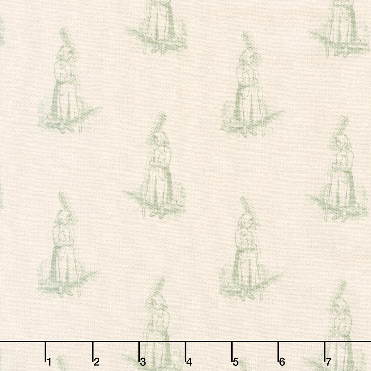Laundry Line - Farmer's Daughter Cream Green Yardage