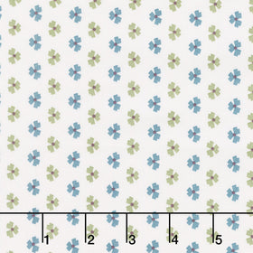 Mystic Meadow - Abstract Flower Cream Teal Yardage