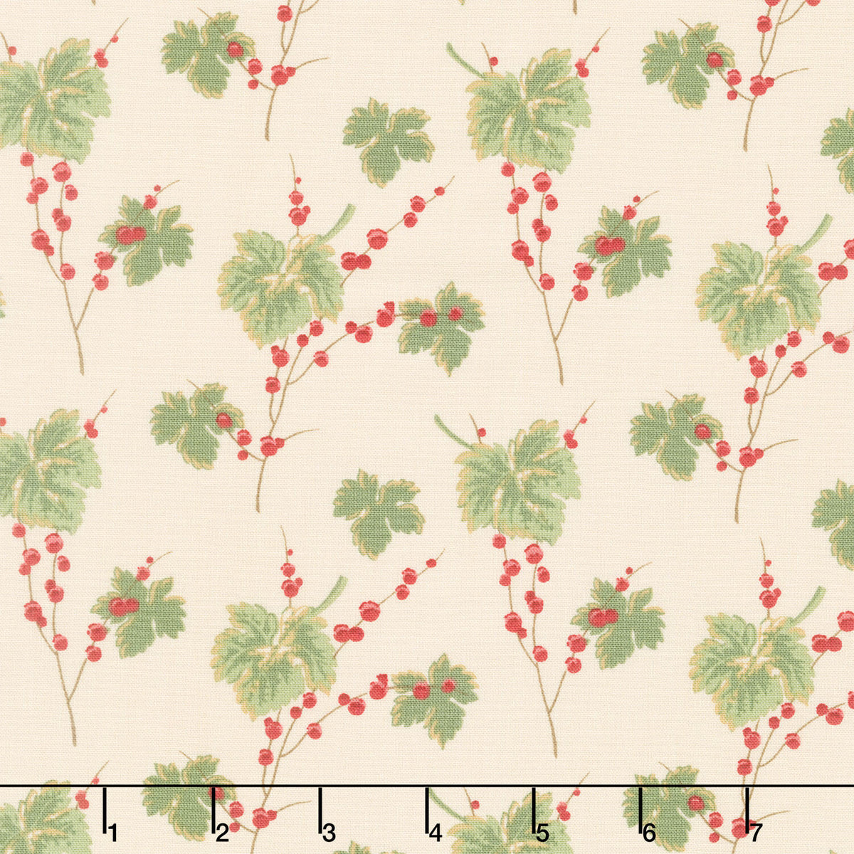 Jingle Bell - Leaves and Berries Buttercream Yardage