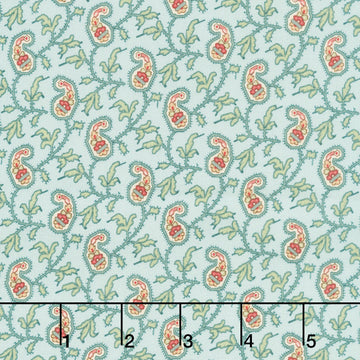 Jingle Bell - Paisley Vine Vintage Blue Yardage