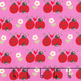 Little Ladies - Flutter Friends Hot Pink Yardage