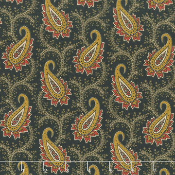 Madison Manor Revisited - Main Paisley Black Yardage