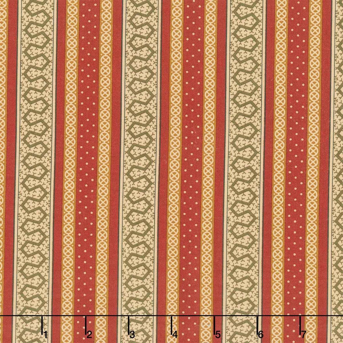 Madison Manor Revisited - Thorn Stripe Red Yardage