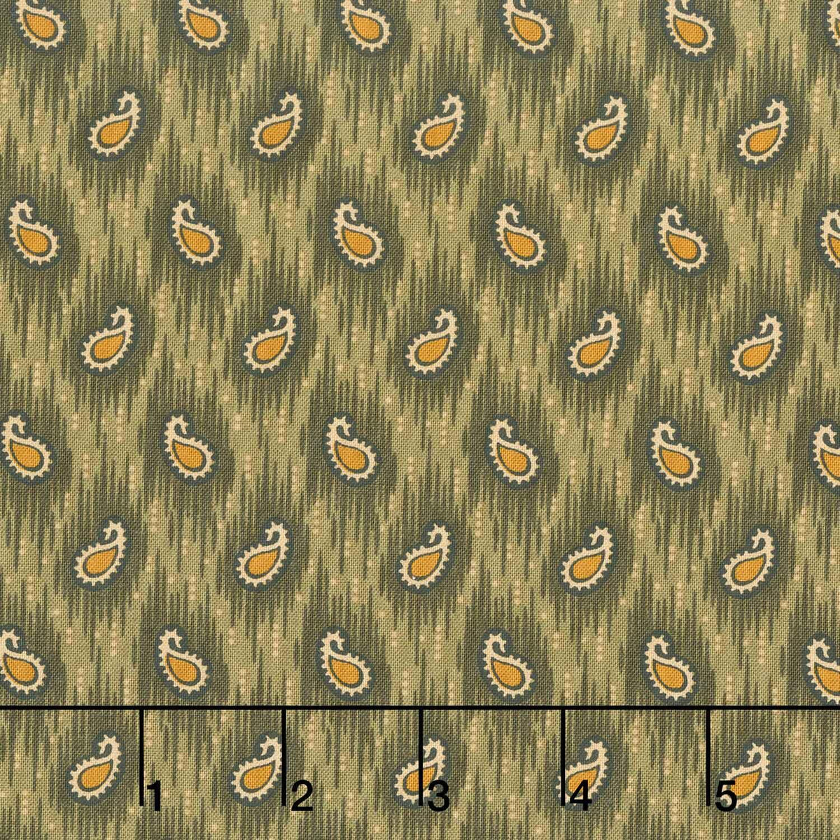 Madison Manor Revisited - Small Paisley Green Yardage