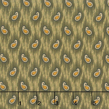 Madison Manor Revisited - Small Paisley Green Yardage