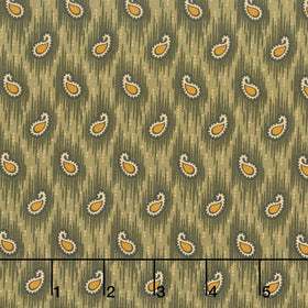Madison Manor Revisited - Small Paisley Green Yardage