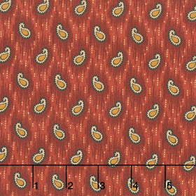 Madison Manor Revisited - Small Paisley Red Yardage