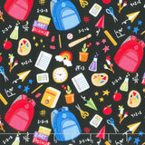 Back to School - School Supplies Black Yardage