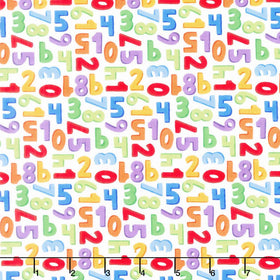 Back to School - Numbers White Yardage