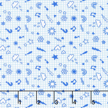 Back to School - Notebook Doodles Royal Yardage