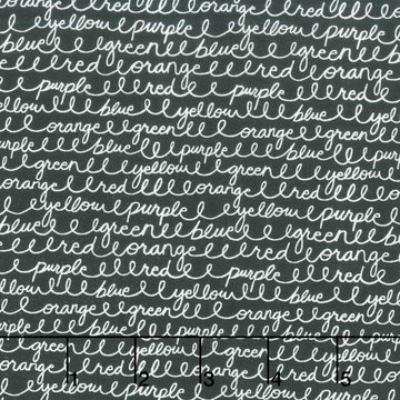 Back to School - Cursive Colors Black Yardage