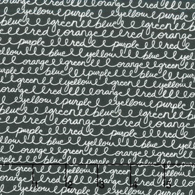 Back to School - Cursive Colors Black Yardage