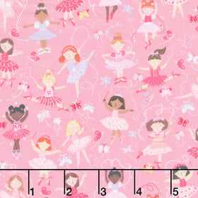 Dance Class - Ballerinas Pink Yardage